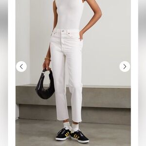 NWT‎ RE/DONE 70s Stove Pipe straight-leg jeans $265 size 23 off white raw hem